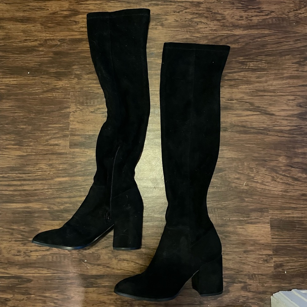 Black thigh high boots